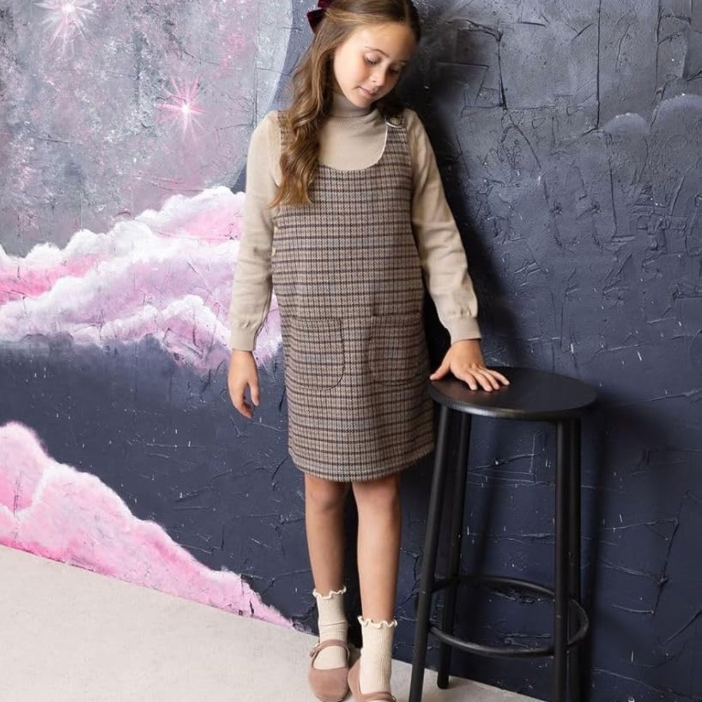 Sugar Moon Girls/Toddlers Houndstooth-Plaid Knit Jumper NEW with tags!